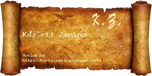 Kürti Zenina névjegykártya